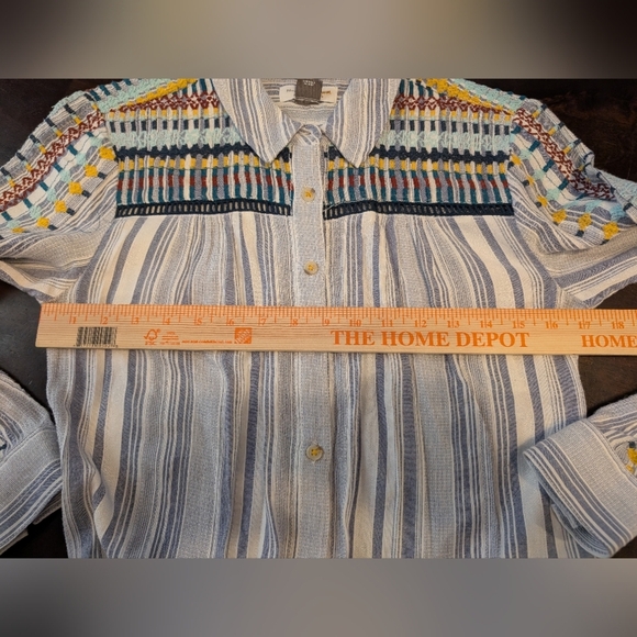 Pilcro And The Letterpress Embroidered Western-wear, Button-Down, XS - Picture 6 of 7